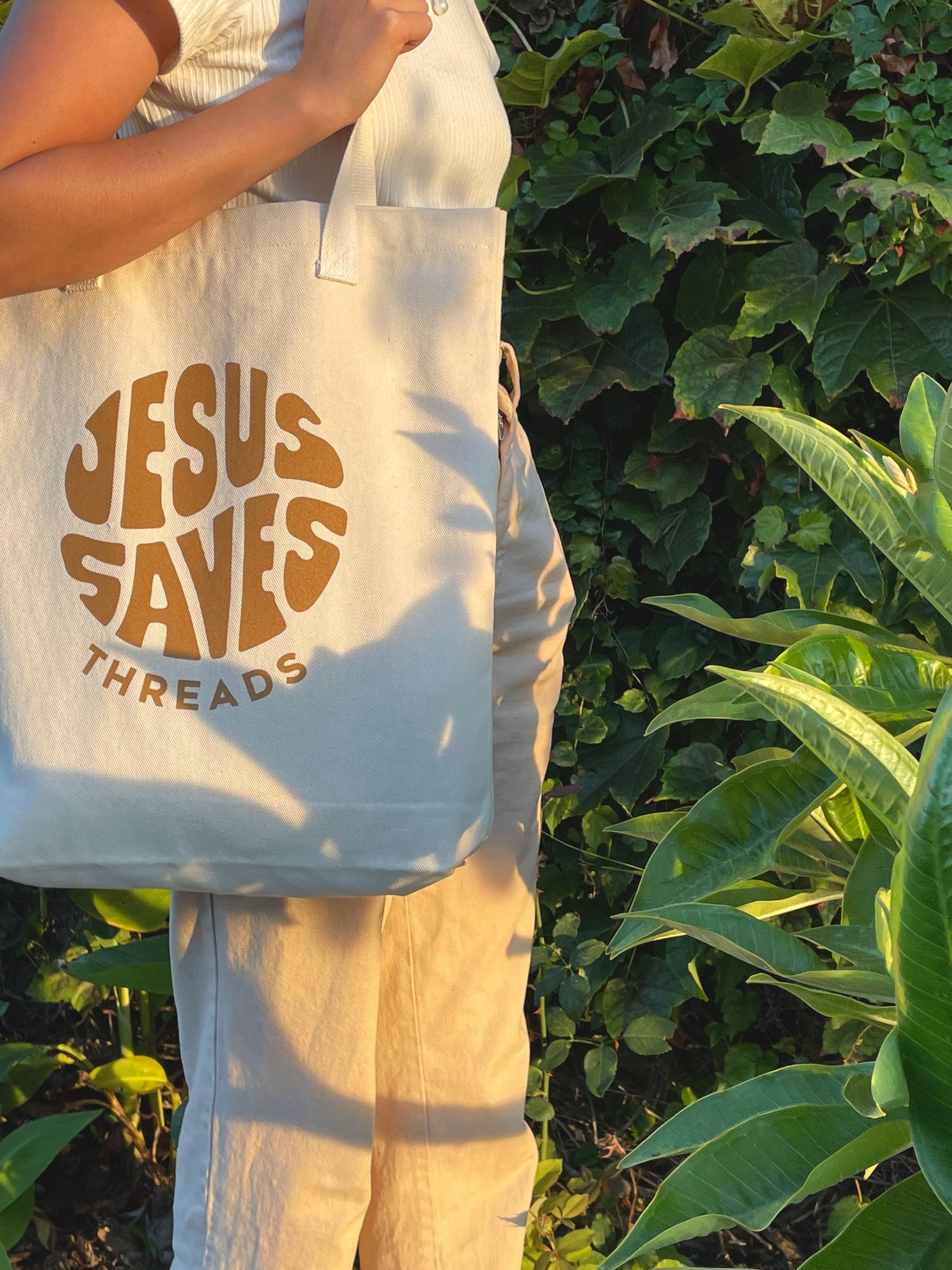 Jesus Saves Threads Tote Bag
